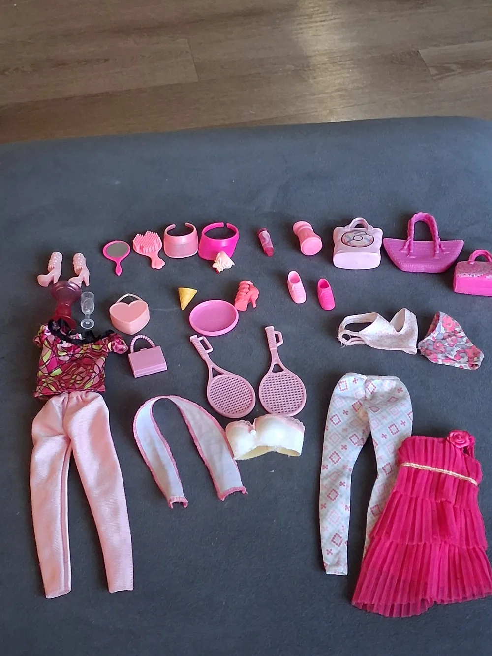 Barbie 1990 Pink Doll Accessories & Clothing Mix